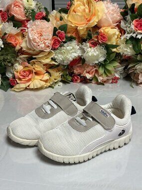 Lalazhu Kids Low Top Athletic Sneakers White Gray Navy Hook Loop Shoes 29 180-2